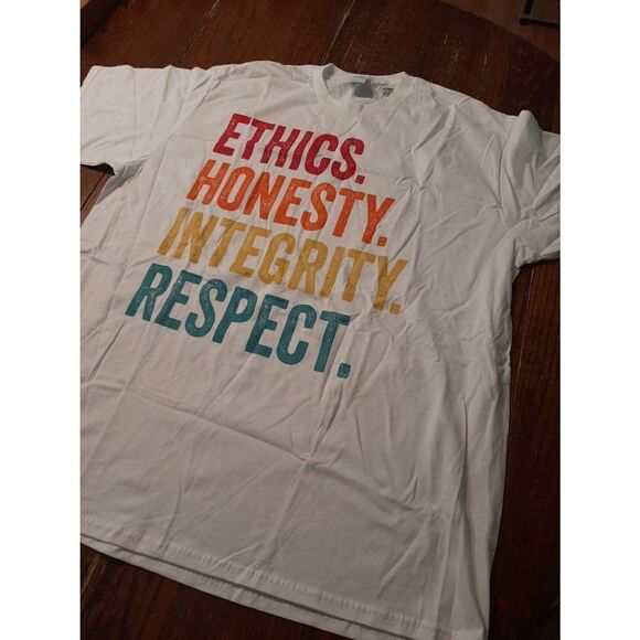 New 2XL Ethics Honesty Integrity Respect Short Sleeve Tee T-Shirt Top - Picture 1 of 3